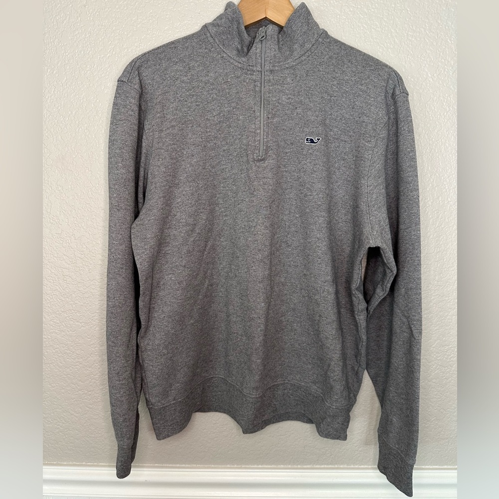 Vineyard Vines Grey Quarter Zip Sweater Size Medium